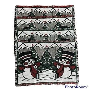 Vintage Knit Christmas Snowman Winter Table Placemats Set of 4